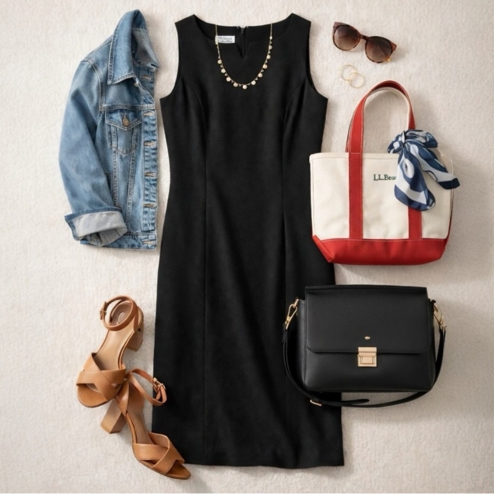 Style & Co. Size‎ 8 Basic Black Fitted Sleeveless Sheath Dress Fully Lined